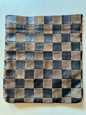 Clare V - Oversized Flat Clutch in Chocolate Suede & Black Leather